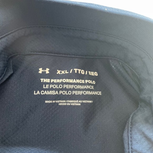 Under Armour XXL Mens Navy Blue Breathable Stretchy Polo with Collar - Picture 3 of 7